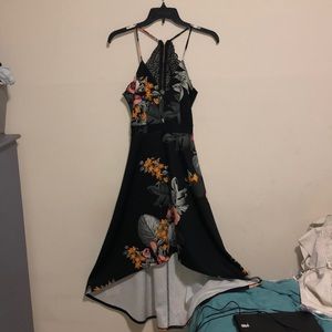 Flowery black High low dress